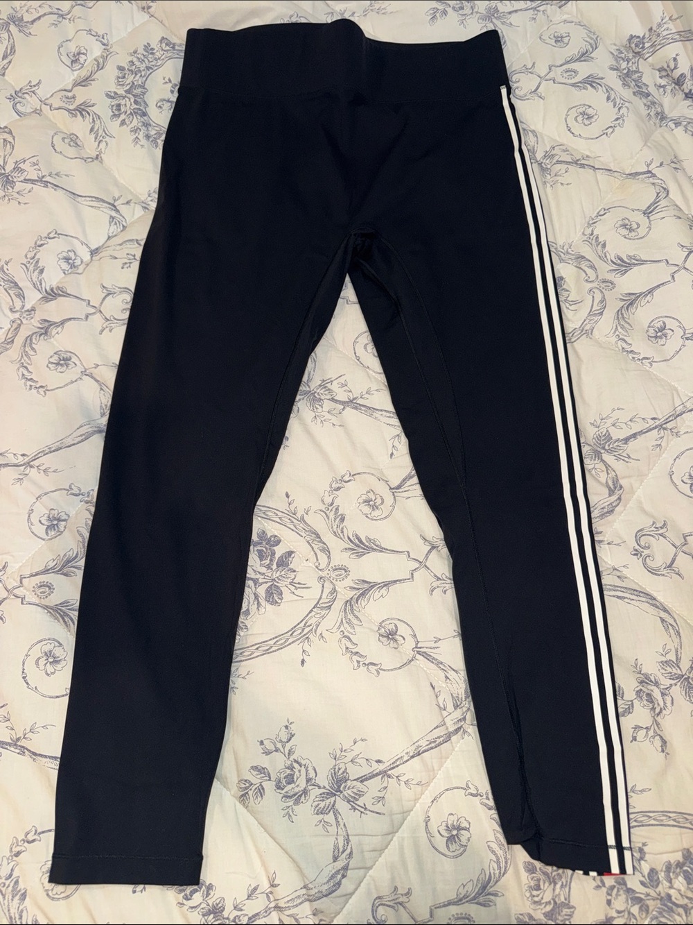 ALL ACCESS Black Leggings with White and Red Side Stripe on left leg